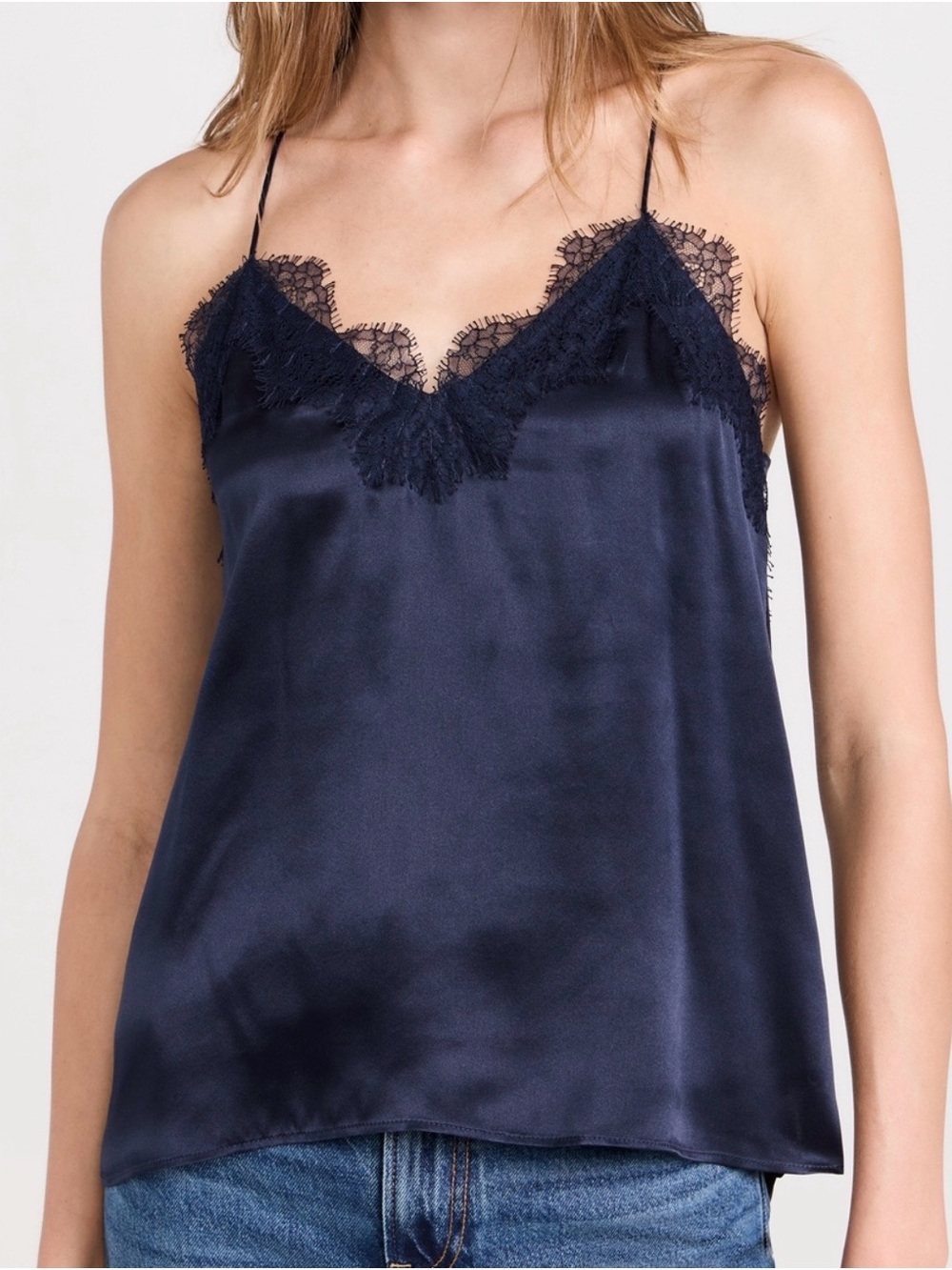 Cami NYC Navy Satin Lace-Trim Camisole